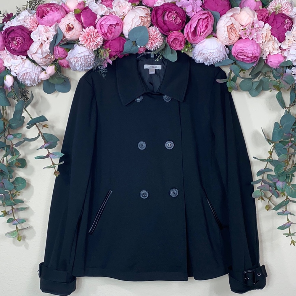 •roz & ali• Black {double breasted} Peacoat w Pockets & Cuffed Sleeves